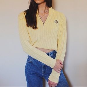 Thrifted Yellow Half Zip Sweater